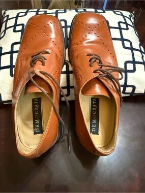 Democrata Men's Tan Leather Dress Oxfords